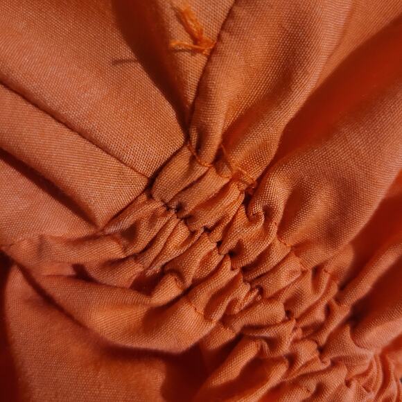 Love Highlight Bubble Sleeve Top Orange Blouse Ruched Cropped Slouchy Size Small - Picture 9 of 15